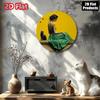 Vintage Round Metal Wall Art Black Cat Woman Home Decor Halloween