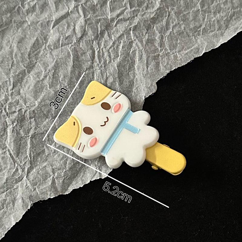 2Pcs Cute Cartoon Cat Hair Clip Fluffy Fuwa Nyanko Kitten Hairpin Duckbill Clip Sweet All-Match Bangs Clip Girl Hair Accessories