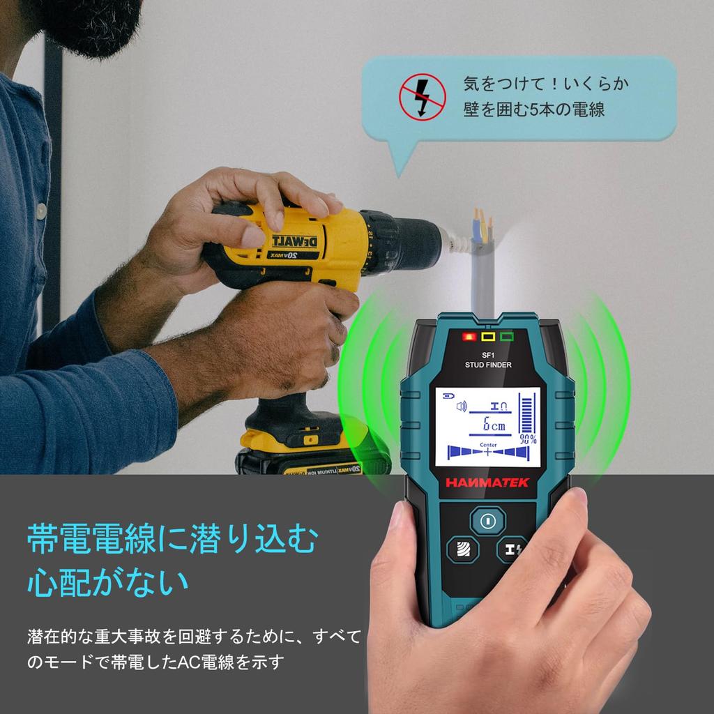 HANMATEK Substrate Detector, Substrate Sensor, Substrate Checker, Wall Back Sensor with Depth and Distance Display, Five-in-One Upgraded Wood Precisio