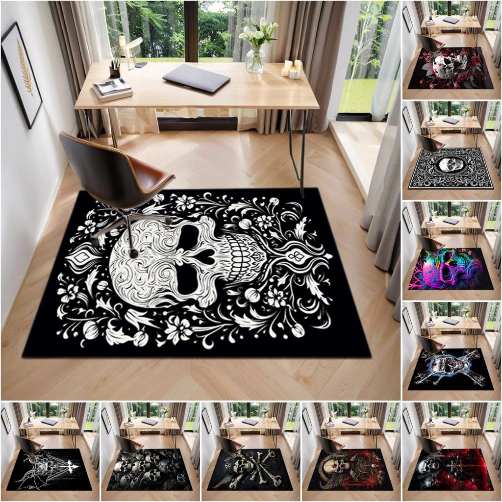 Tappeto Tappetino Stampato con Motivo Teschio Dark Gothic per Soggiorno Camera da Letto Casa Decorazione Divano, Tappetino Antiscivolo