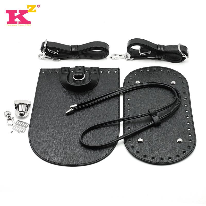 

Новый черный кожаный донышко для сумки, крышка для сумки, набор из 7 частей - ручная работа, плетеный материал для рюкзака, женские аксессуары для сумки чёрный