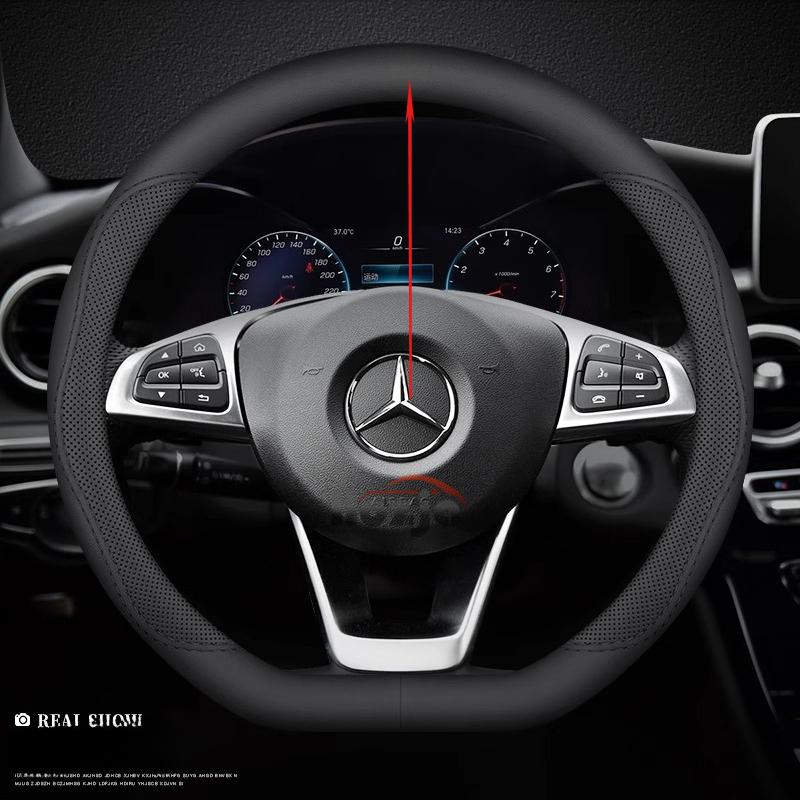 Car Leather Steering Wheel Cover for Mercedes-Benz GLE S GLE GLS G GL CL ML R SL GLK 400 450 500 350 320 580 38cm Accessories