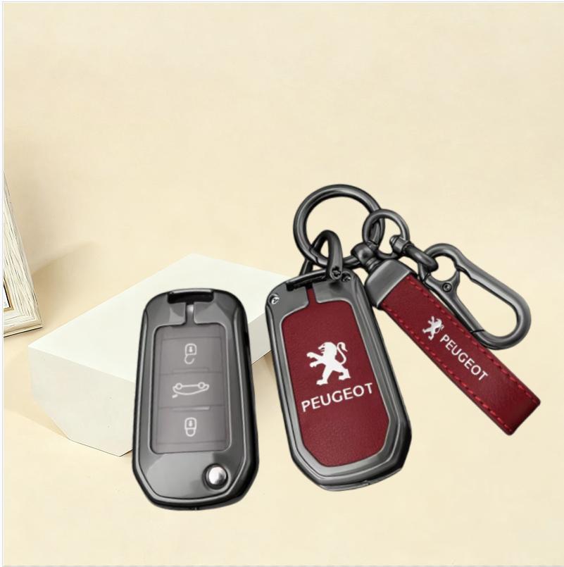 Neues Leder Schlüsselanhänger Zubehör für Peugeot 208 2008 301 308 508 5008 RCZ Auto Klappschlüssel Fernbedienung Hülle Abdeckung Schutz Schale Schlüsselanhänger