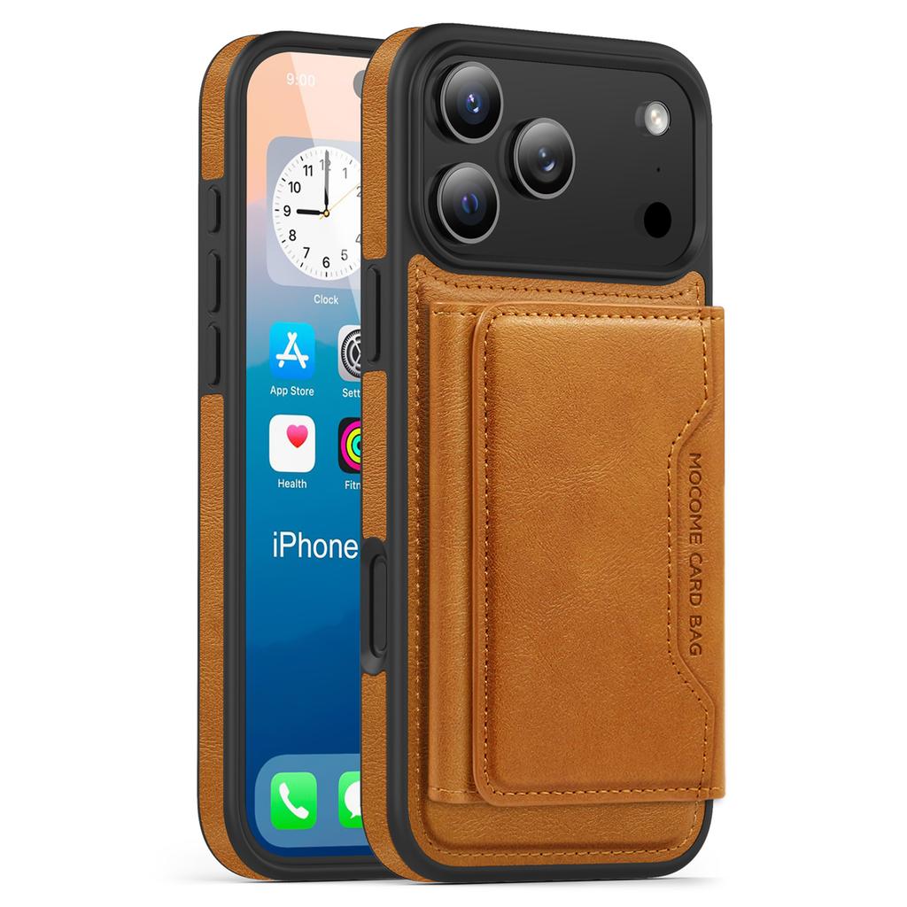 For iPhone 17 Pro Case Compatible with MagSafe Leather Back Phone Cover with Detachable Card Bag