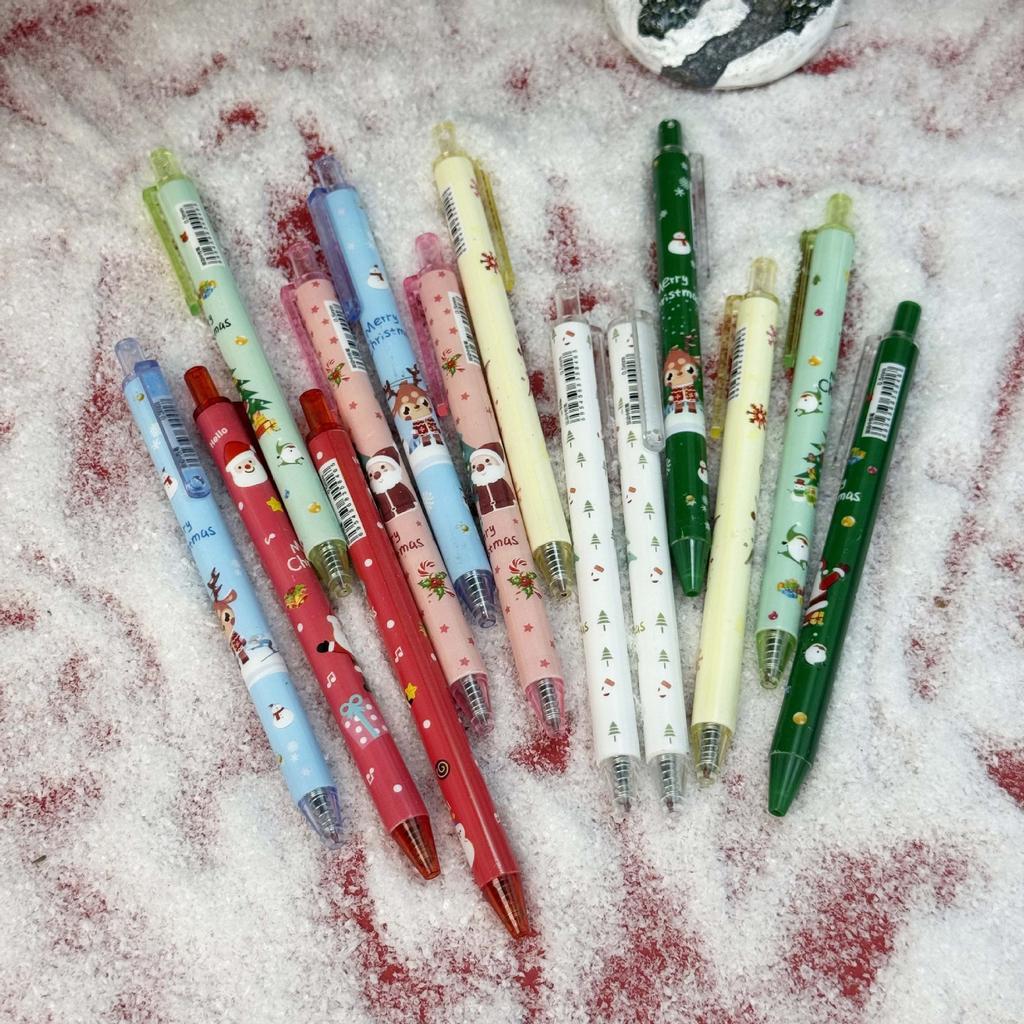10Pcs Christmas -Themed Retractable Ballpoint Pens - Multicolor Soft Grip Pens with Random Christmas Tree Designs, Fine Point, Ideal for Students and