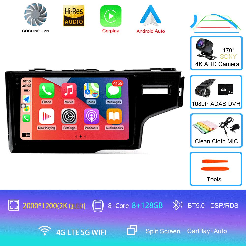 Car Radio Android 14 Carplay For Honda Jazz 3 2015-2020 Fit 3 GP GK 2013-2020 RHD Multimedia Video Player Stereo GPS Head Unit