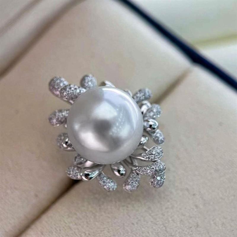 Huitan Special Design Women Ring Imitation Pearl Fresh Style Wedding Party Fashion Accessories CopperColor Luxury Lady Jewelry