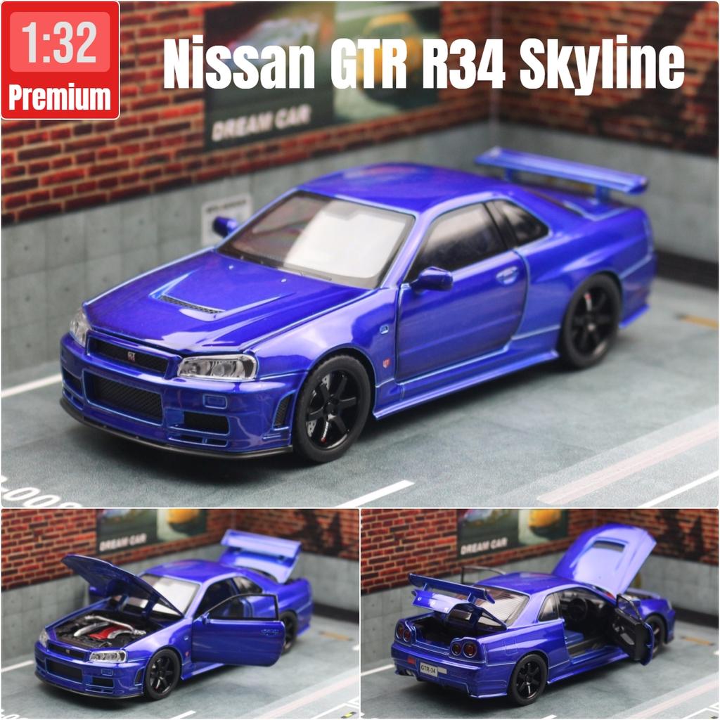 1/32 Nissan Skyline GTR R34 JDM Model Mașină Jucărie Vehicul Diecast Miniatură Sunet & Lumină Trage Înapoi Colecție Cadou Copii Băiat