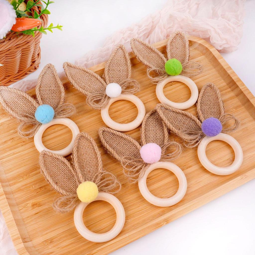 Easter Bunny Napkin Rings 6Pcs Rabbit Pattern Napkin Holders Golden Festivel Table Decor For Birthday Easter Celebrations Decor