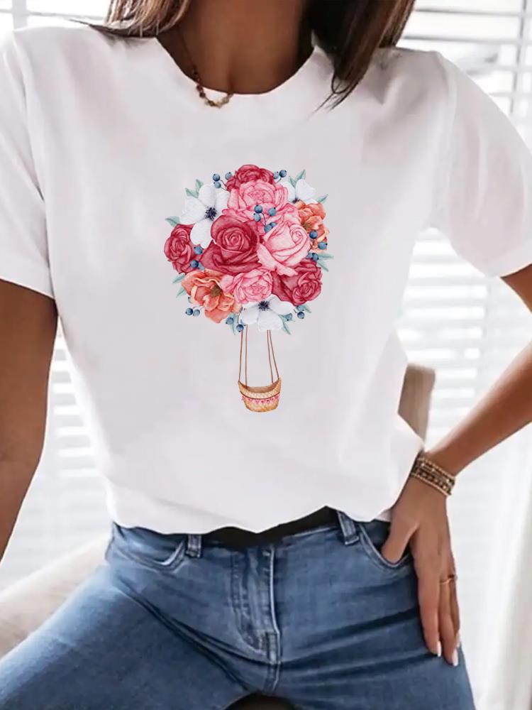 (Asian Size) Lovely Holiday Trend Woman Top Fashion Women Clothing Short Sleeve T Shirt Female Graphic T-shirts Print Tee