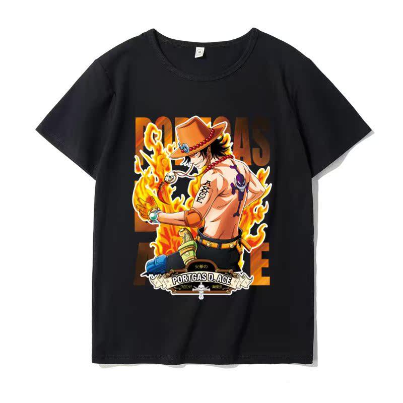 T-shirt Eslo Luffy Sauron Short-sleeved Men's Animation Cartoon Loose Japanese Printing Summer New Men's and Women's Streetwear
