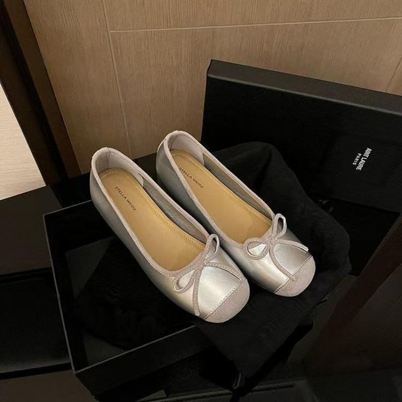 Shallow Flat-soled Single Shoes Summer New Color Matching Bow Women's Shoes Versatile Casual Doudou Shoes