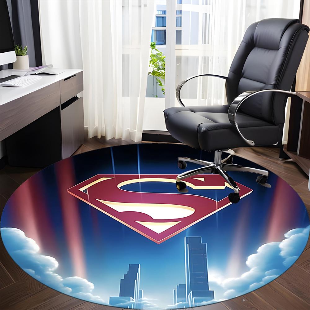 1pc Superhero Skyline Office Round Area Rug, Under Office Chairs Bedroom Living Room Home Decor, Room Deco, Available in Various Sizes