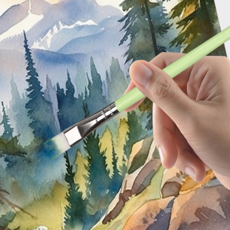 6pcs Artist Paint Brush Set with Pointed and Flat Tips Professional Nylon Hair for Watercolor Acrylic Oil Painting Canvas Art