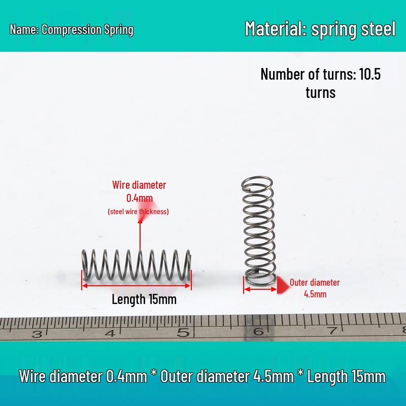 Small Mechanical Compression Spring: 0.4mm Wire, 2-8mm Outer Diameter