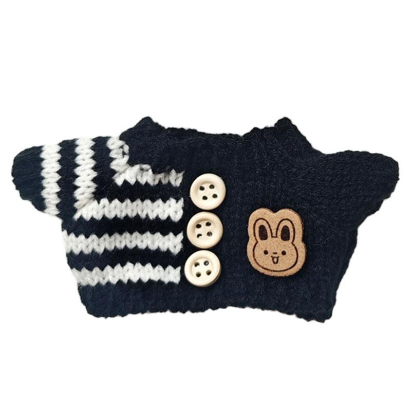 Ubranka dla mini lalek dla pluszowej lalki Labubu 17 cm, strój, akcesoria, miłość pary, czarno-biały sweter, 2-częściowy zestaw, czapki, torby