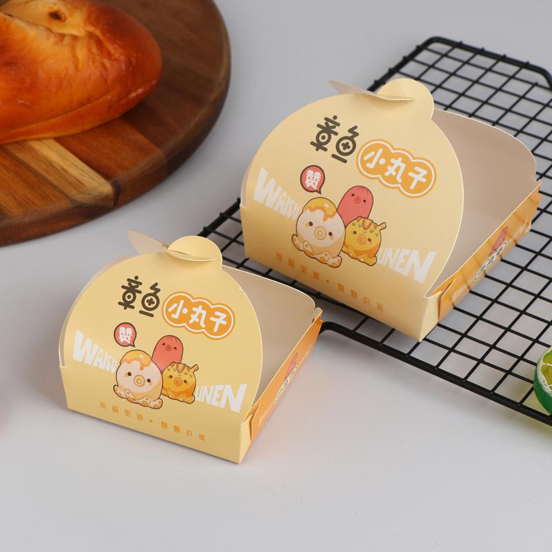 100Pcs Disposable Octopus Ball Packaging Box Japanese Street Food Takoyaki Takeaway Snack Fruit Box Packing Paper Container