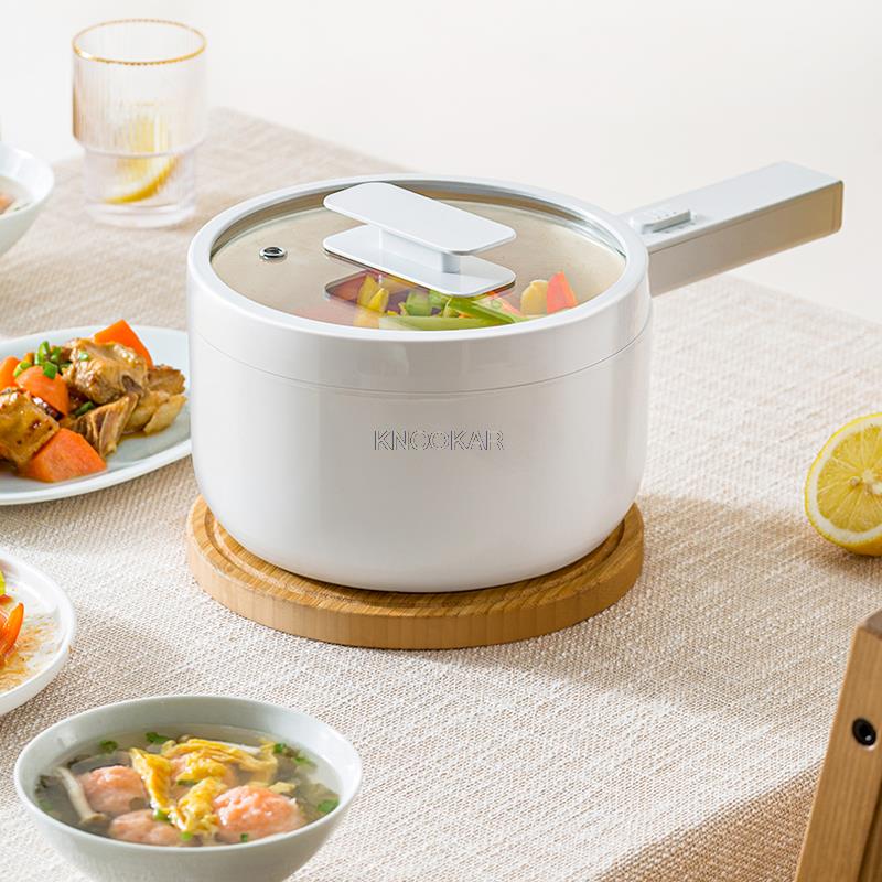 700W Electric Cooking Pot Portable Hot Pot Rice Cooker Multi-cooker Ceramic Liner Skillet Single/Double Layer 2 Gear 1.5l