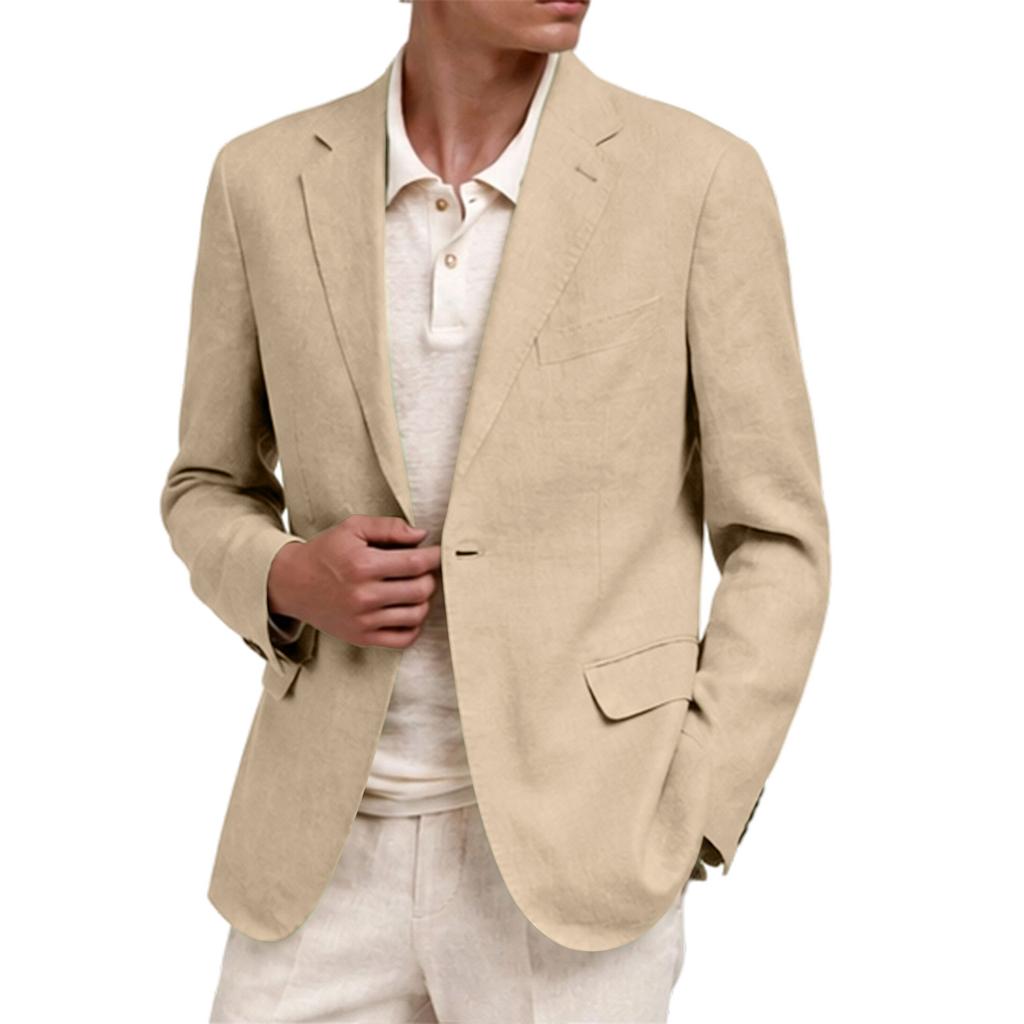 Herren Business Casual Langarm Revers mit Kerbe Dekorative Tasche Anzugjacke für Frühling und Herbst