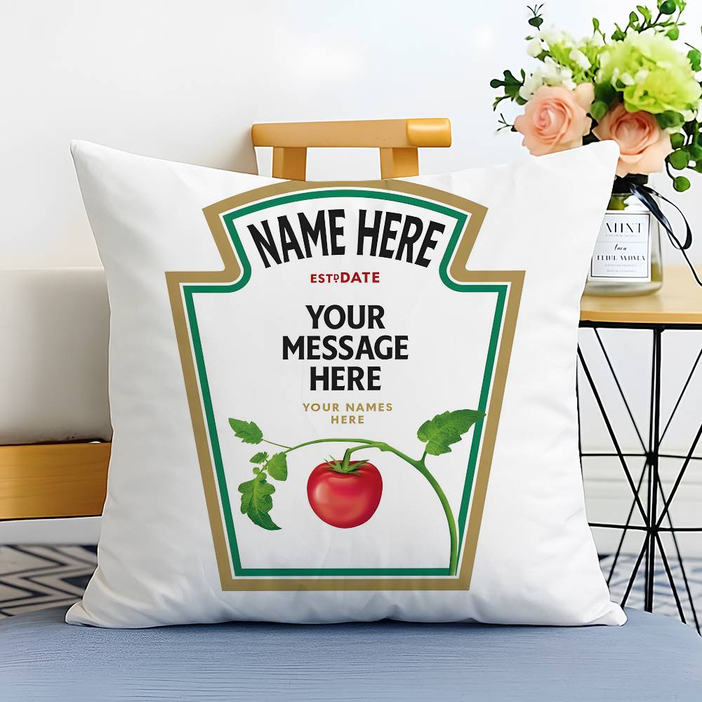 Cartoon Funny Ketchup Pattern Pillow Case Printed Brushed Fleece Pillow Baby Skin-Touch Eco-Friendly Dye-Sublimat