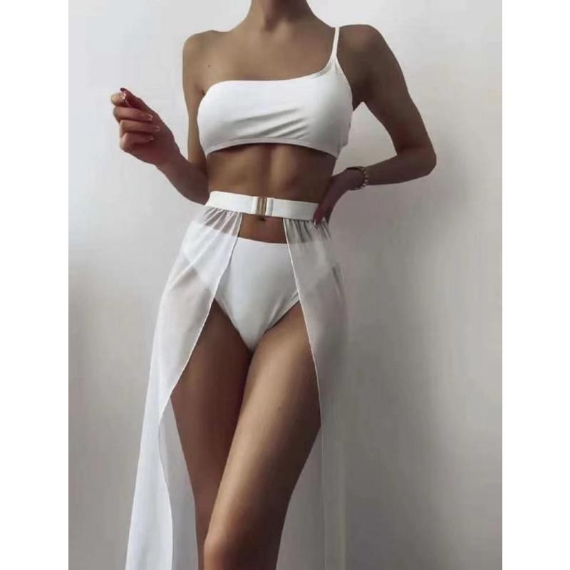 

Модный новый купальник бикини халтер на завязках, сексуальный, из трех частей, купальник халтер, партия XXXL белый