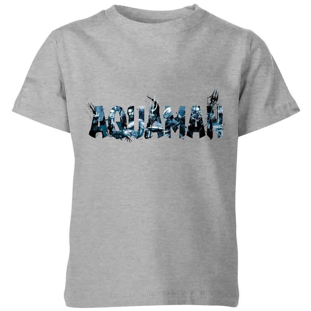 Aquaman Chest Logo Kids  T-Shirt - Grey - 3-4 Years 100