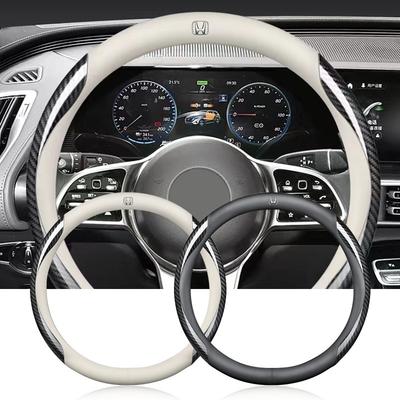 Capa de Volante em Camurça Fibra de Carbono Couro Antiderrapante para Fit Jazz Civic Accord Pilot Passport Stepwgn CRV BRV HRV Insight