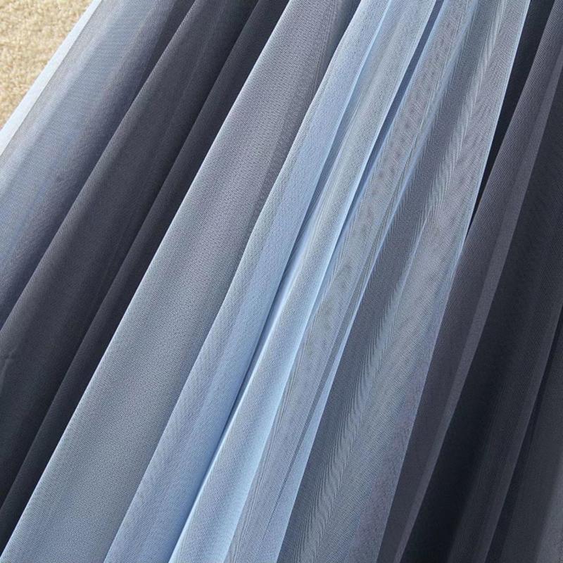 WTEMPO Dámské síťované sukně Jaro Léto Elegantní tylová sukně Dámská elastická s vysokým pasem Dlouhé skládané sukně Dvoubarevná panelová tutu sukně