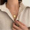 Double Round Card Letter Necklace Women'S Pendant Does Not Fade Versatile Collarbone Premium Durable Quality Useful
