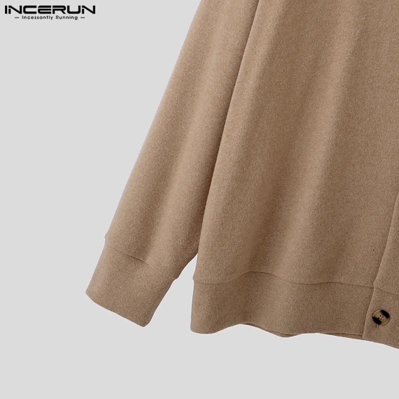 INCERUN Men's Lapel Neck Long Sleeve Buttons Knitted Casual Cardigan Tops