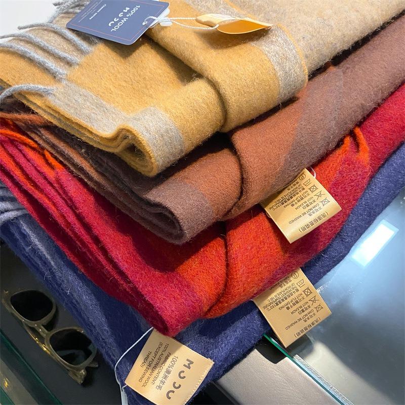 Selected 100 wool scarves women's unisex winter models new color matching warm wool scarves