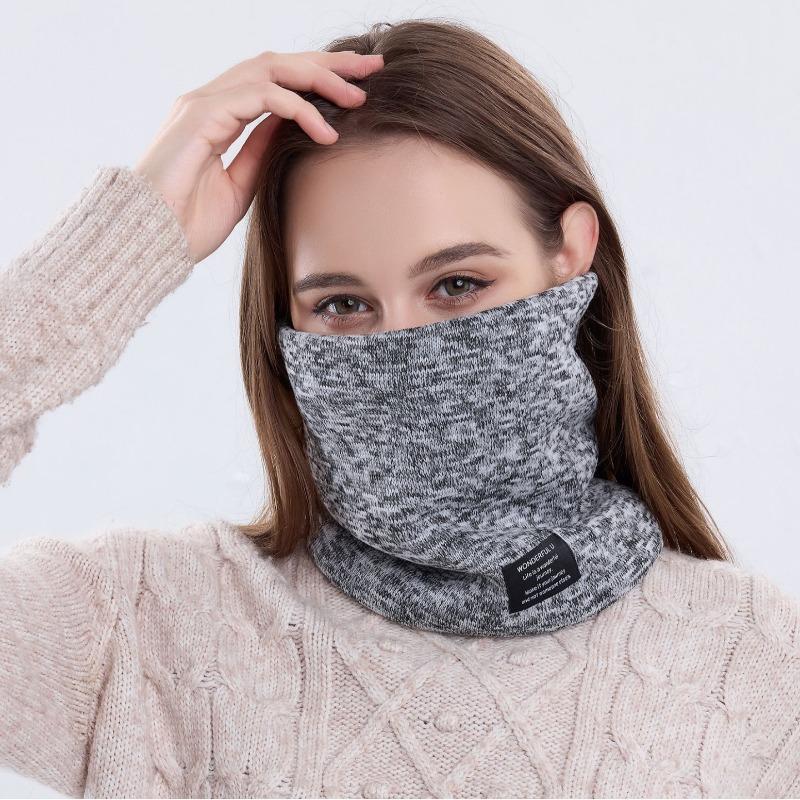 Winter Men's Knitted Scarf Outdoor Cold-proof Cycling Velvet Scarf Women's New Neck Cover Fashionable and Versatile