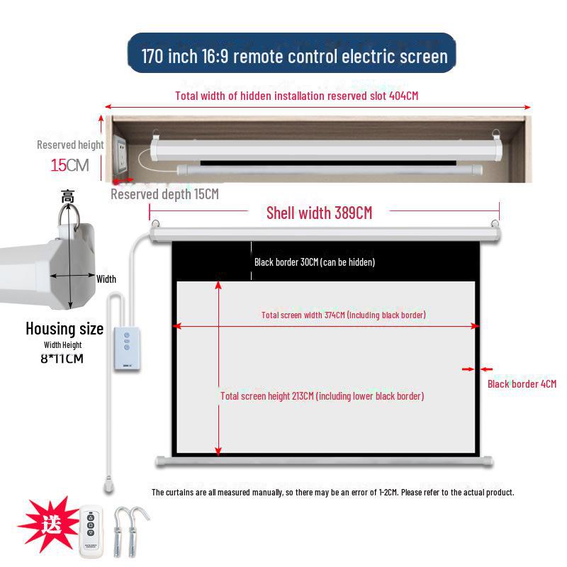 Elektrischer versteckter Projektionsleinwand mit Fernbedienung - Automatischer Lift, Größen: 150-250 Zoll