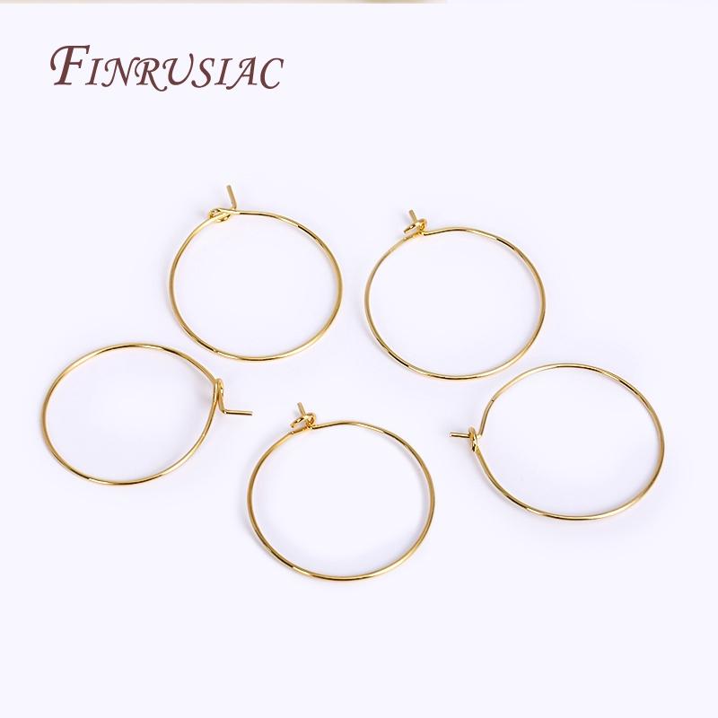 18K Gold Plated Round Earring Hoops Ear wire, Circle Earrings Blanks Findings, Thin Earring Hoop For DIY Earring Making Supplies