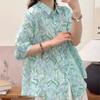 Johnature Women Vintage Print Floral Shirts Tops Turn-down Collar Seven Sleeve Blouses Summer Chinese Style Shirts