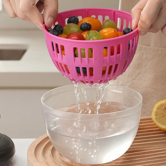 Manual Salad Spinner Large Capacity Drain And Spin Dryer Fruit Veggie Washer Dryer And Storage Basket Multifunctional Vegetable Dehydrator