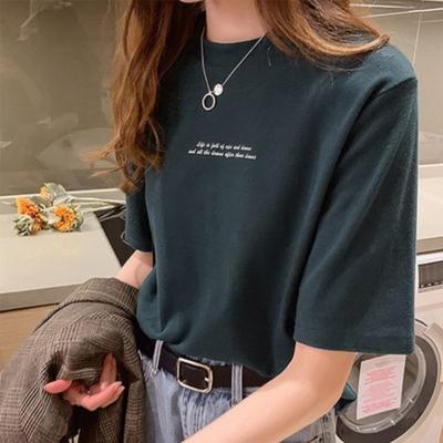 Short-sleeved T-shirt for Women In Summer New Korean Style Loose Printed Round Neck Top Half-sleeved T-shirt Base Shirt