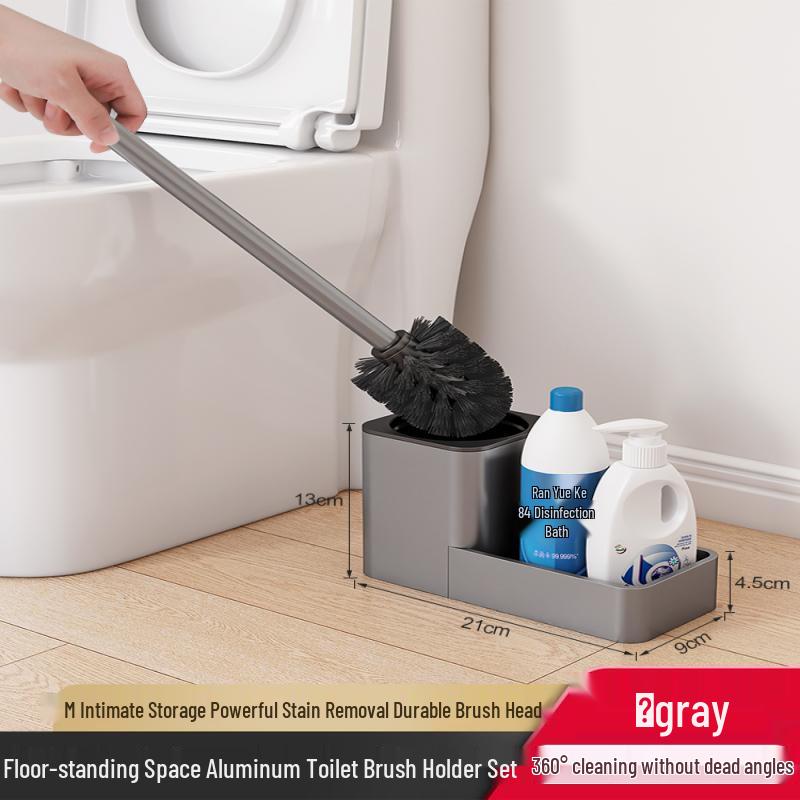 Gun Gray Wall-Mounted Toilet Brush & Holder Set