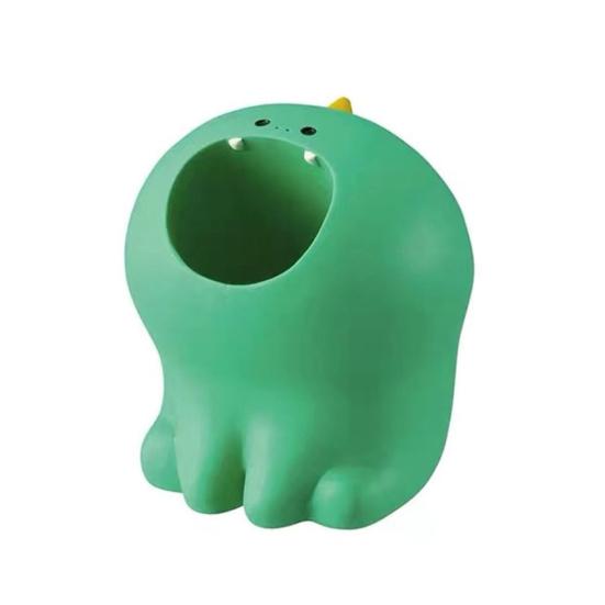 Cute Animal Pen Holder Mini Dinosaur Dolphin Shark Penguin Cat Dog Rabbit Shape Portable Resin Pencil Rest Organizer Stand Desktop Ornament Student