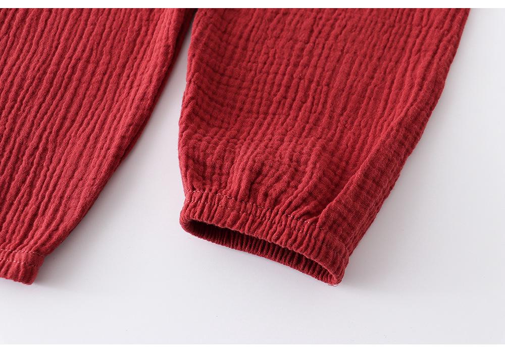 Kids' Cotton Linen Long Sleeve Set - Unisex Gauze Joggers, Loose Two-Piece for Spring/Summer