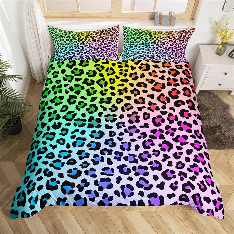 Leopard Cheetah Comforter Cover Twin Zebra Snake Giraffe Animal Skin Print Duvet Cover Abstract Geometric Patchwork Bedding Set