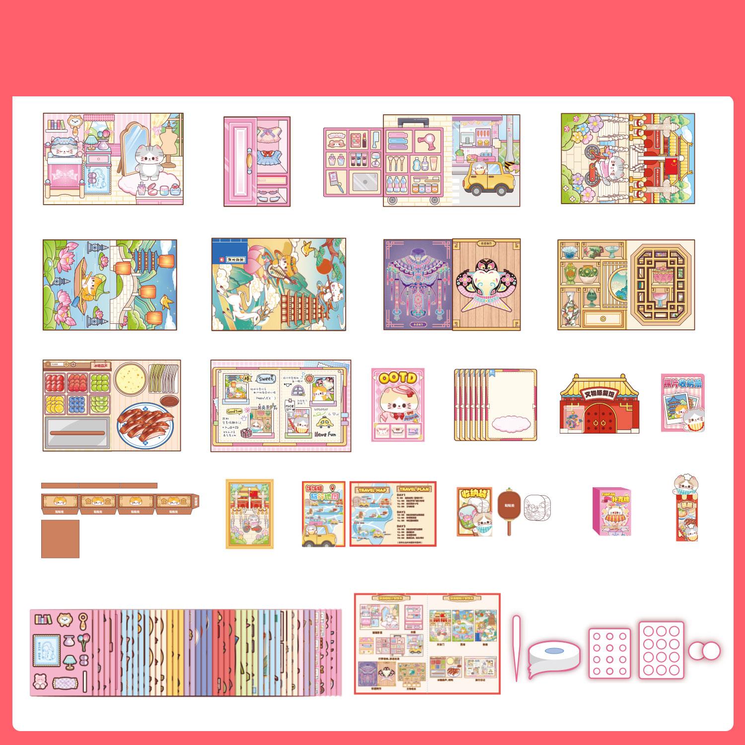 

Fanfan Cat Путешествия Тихая Книга Серия Набор Наклеек Плоский Лист Наклейка для Канцелярских Принадлежностей Офиса Наклейки Настольный Декор Дневника Книга