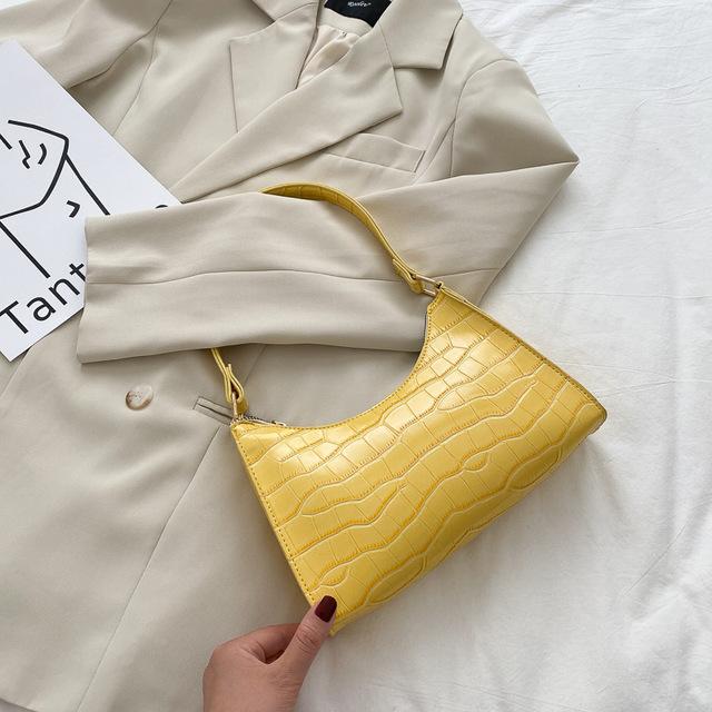 Fashion Pu Leather Bags For Women Alligator Pattern Armpit Handbag Female Compact Underarm Messenger Bag Premium