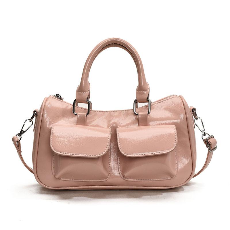 Red handbag European and American temperament multi-pocket underarm bag horizontal cylindrical shoulder messenger bag