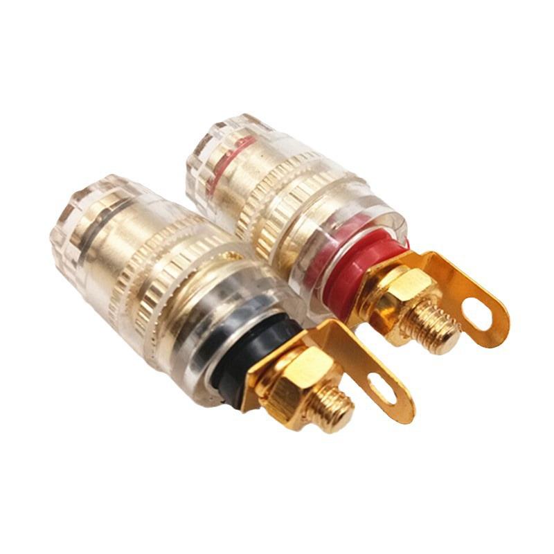 Gold-Plated Copper 520 Medium-Length Binding Post with Transparent Crystal for Audio Amplifiers, Compatible with 4mm Banana Sockets