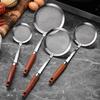 ZISIZ Stainless Steel Slotted Spoon Strainer with Sapele Wood Handle