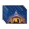 Christmas Linen Placemat Ambient Layout Table Mat Christmas Tree Decoration Heat Insulation Mat Western Placemat 4pc