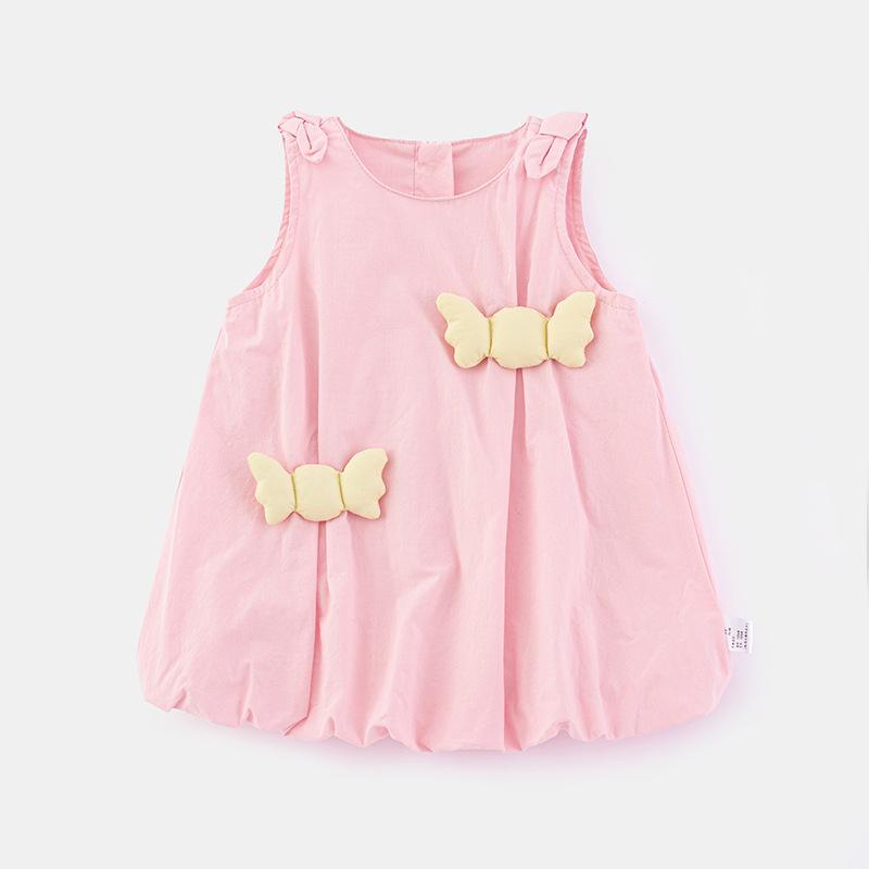 Summer Girls Candy Bud Dress Sleeveless Princess Vest Dress Baby Sweet Puffy Tulle Skirt 73cm розовый