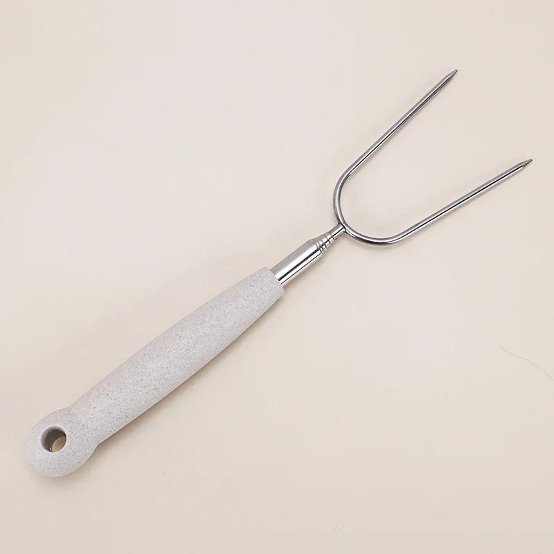 

Уличный гриль из нержавеющей стали телескопическая вилка для барбекю U-образная деревянная ручка шампуры для мяса на гриле