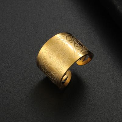 EUEAVAN Katholischer Heiliger Christopherus Ring für Männer Edelstahl Punk Verstellbare Offene Ringe Beschütze Uns Amulett Religiöser Schmuck